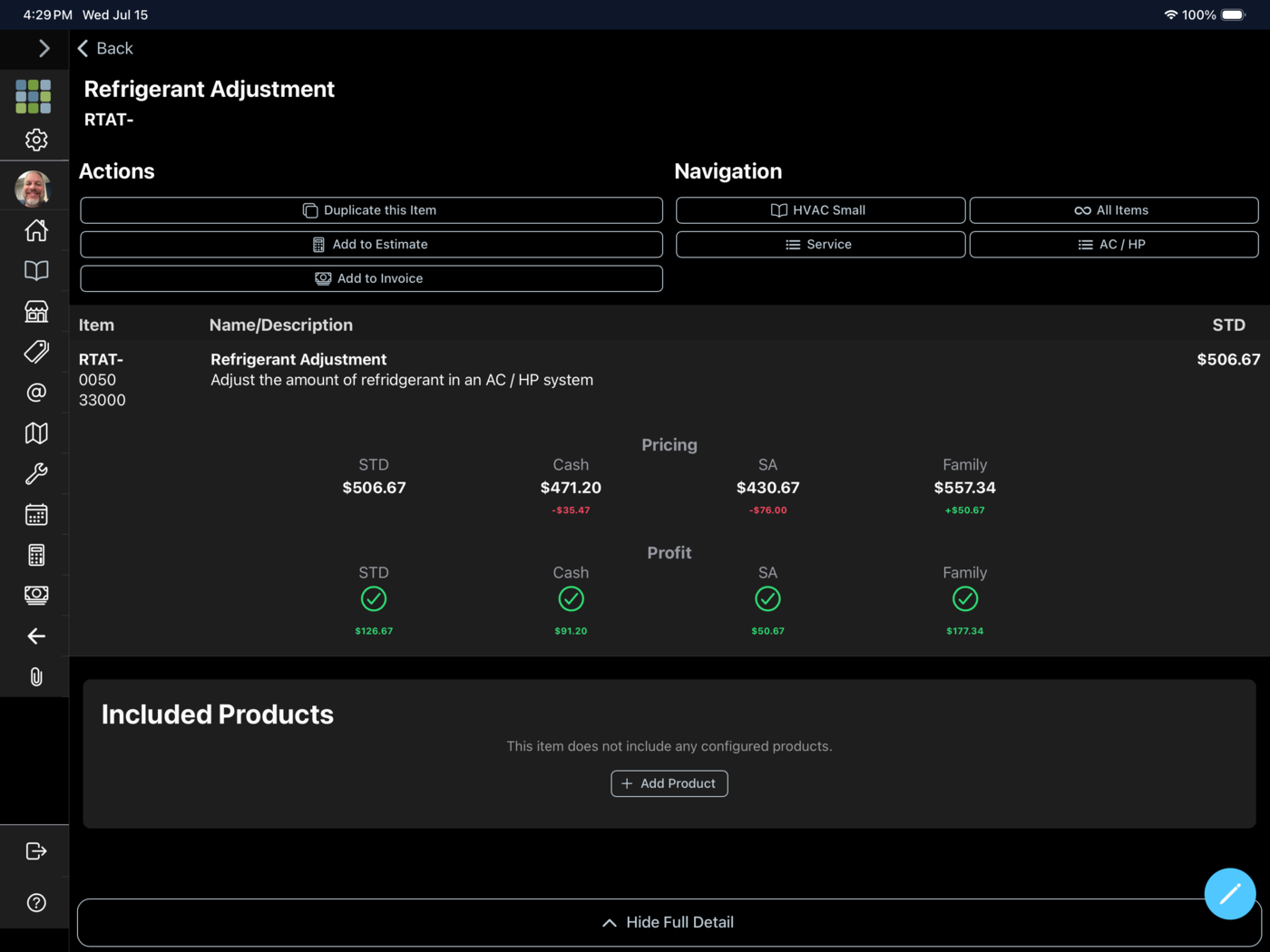 Fieldstone price book with pricing tiers and profit visibility