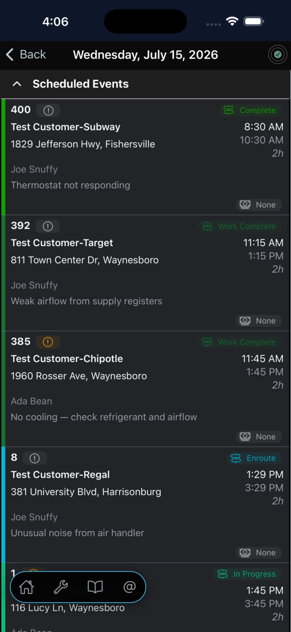 Fieldstone calendar on a phone