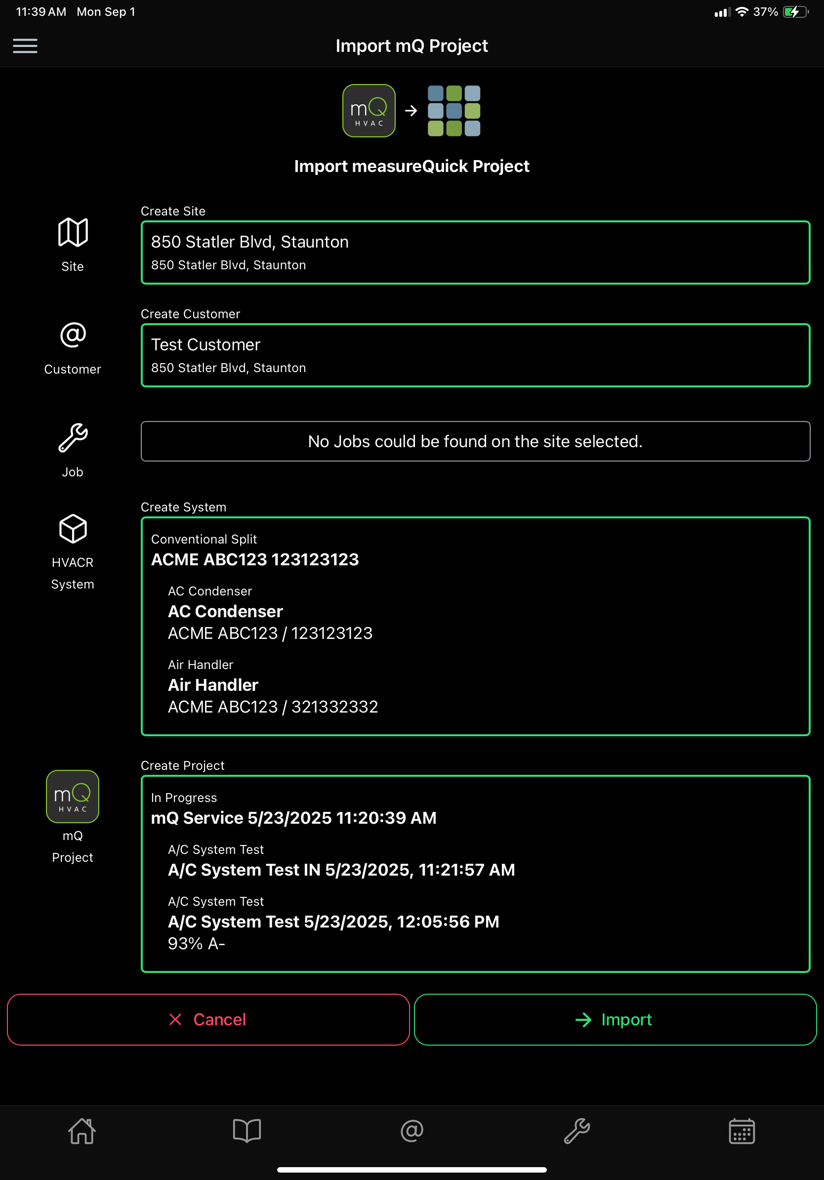 Import measureQuick Project in Fieldstone Screenshot