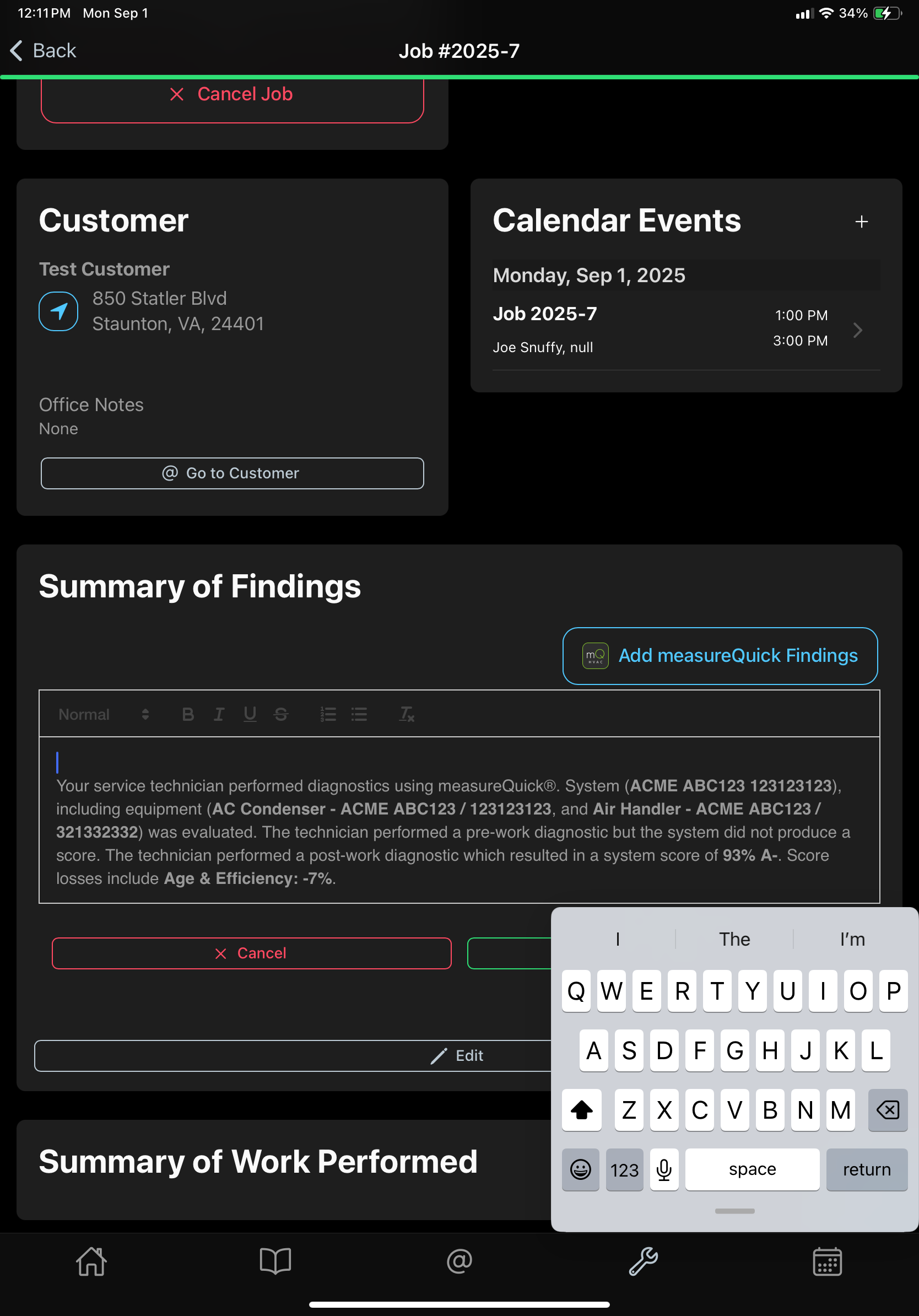 Show measureQuick Projects Menu Button